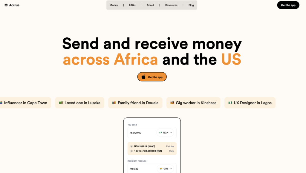 Accrue website homepage