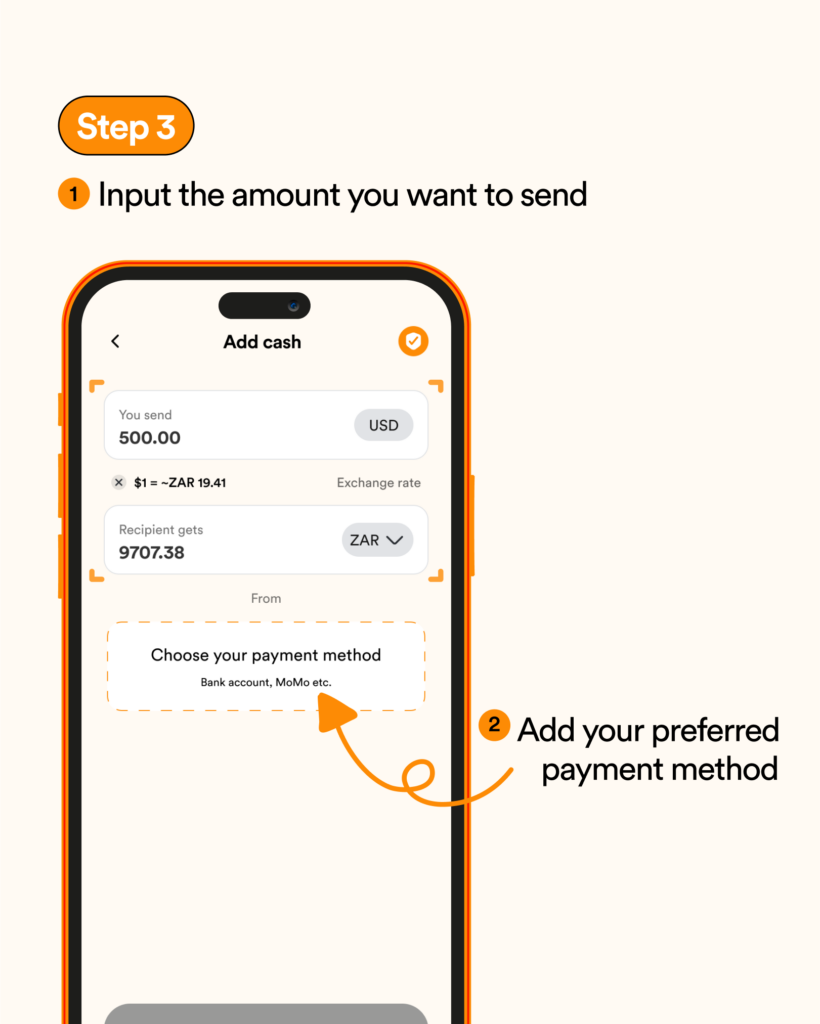 Input the amount you want to send