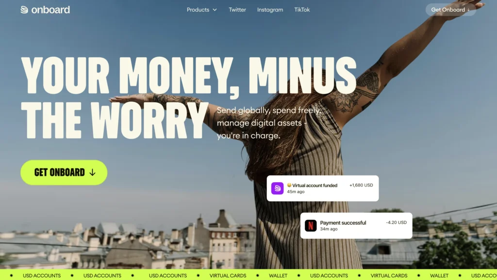 Onboard website homepage